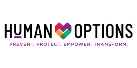 Human options prevent protect empower transform logo.