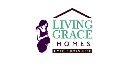 Living Grace Holmes hope is born here logo text.